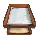 Brown Crocodile Embossed Leather Letter Trays, Stacking Set, Gold